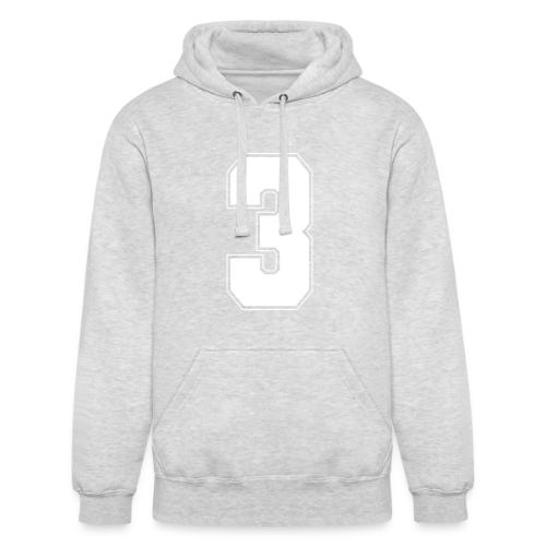 White Number 3 – Varsity Font - Unisex Heavyweight Hoodie
