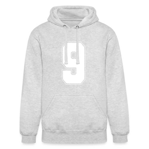 White Number 9 – Varsity Font - Unisex Heavyweight Hoodie