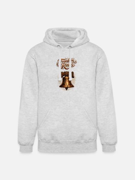 Freedom Bells: Rustic Bronze Emblem - Unisex Heavyweight Hoodie - ash gray