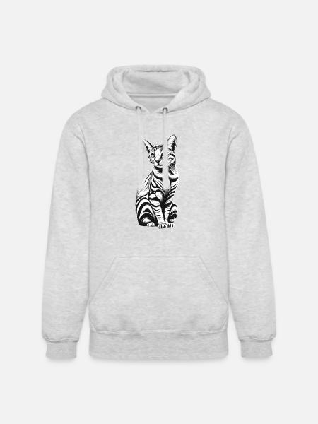 Cat Black and White - Unisex Heavyweight Hoodie - ash gray