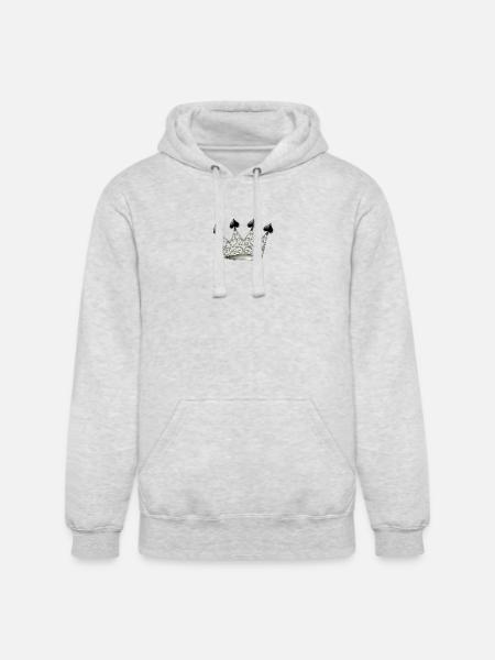 Queen of Spades Crown Emblem - Unisex Heavyweight Hoodie - ash gray