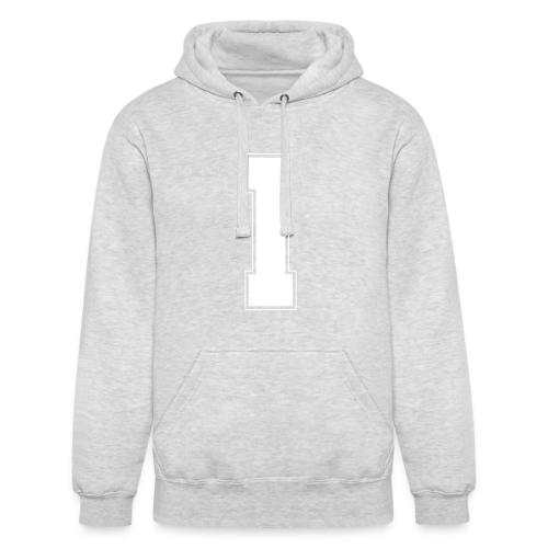 White Number 1 – Varsity Font - Unisex Heavyweight Hoodie