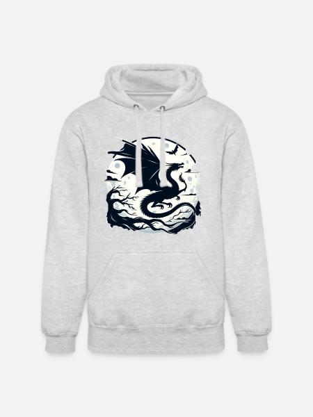 Mystical Dragon Moonlight - Unisex Heavyweight Hoodie - ash gray