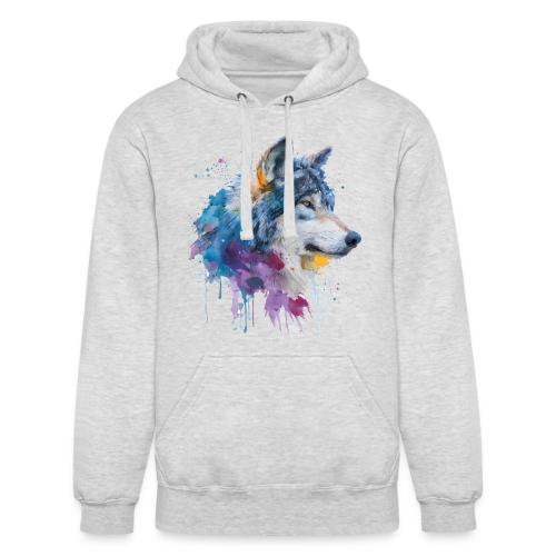 Splash-Art Wolf Head - Unisex Heavyweight Hoodie