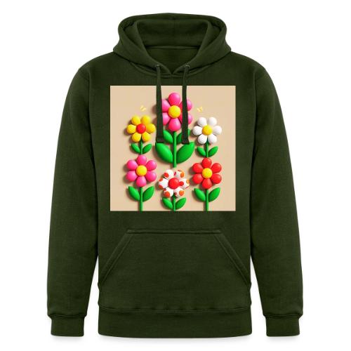3D Flowers and Butterflies in Amber, Floral Design - Unisex Heavyweight Hoodie
