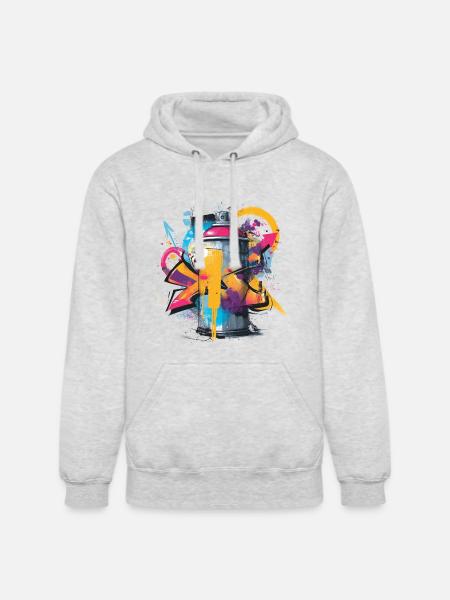 Vibrant Graffiti Spray Can Artwork - Unisex Heavyweight Hoodie - ash gray