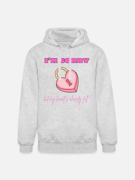 Pink Heart Lock Apology - Unisex Heavyweight Hoodie - ash gray