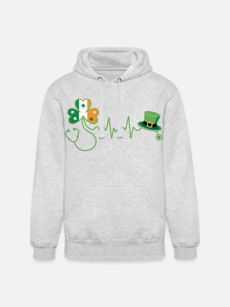 Stethoscope Shamrock Heartbeat - Unisex Heavyweight Hoodie - ash gray