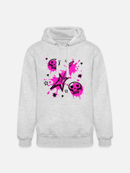 Neon Skull Guitar Splash - Unisex Heavyweight Hoodie - ash gray