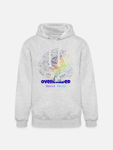 Overloaded Life Robot - Unisex Heavyweight Hoodie - ash gray