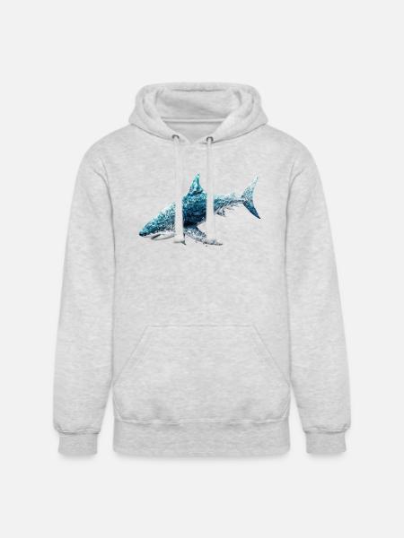 shark - Unisex Heavyweight Hoodie - ash gray