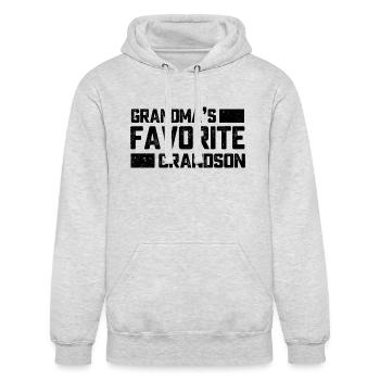 grandma s favorite grandson tee - Unisex Heavyweight Hoodie - ash gray - Front - AI Model Male 178 dark (178cm) & AI Model Female 180 light (180cm)