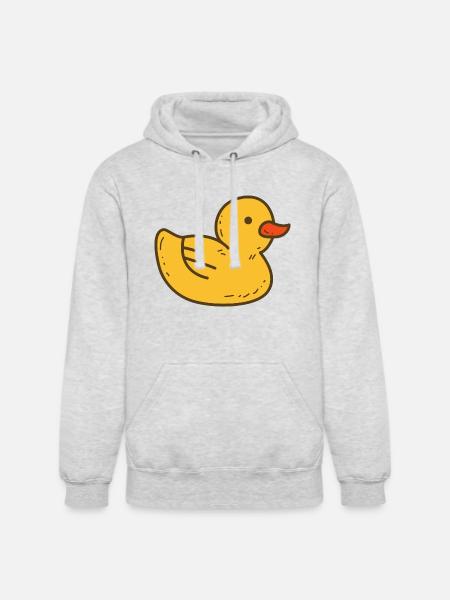 Illustrated Yellow Rubber Ducky - Unisex Heavyweight Hoodie - ash gray