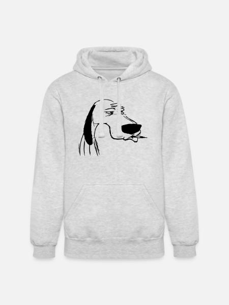 smoking dog - Unisex Heavyweight Hoodie - ash gray