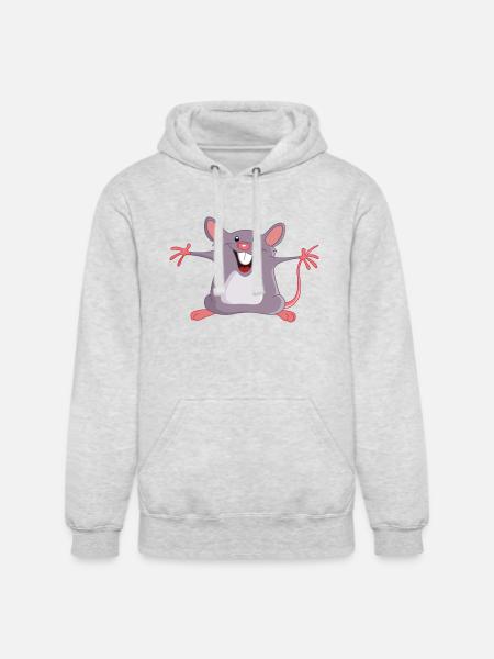 Happy Mouse - Unisex Heavyweight Hoodie - ash gray