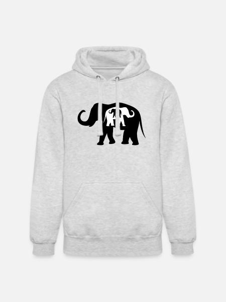 Black And White Elephants - Unisex Heavyweight Hoodie - ash gray