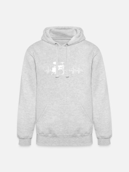 Drummer Heartbeat Ecg Pulse Drums - Unisex Heavyweight Hoodie - ash gray