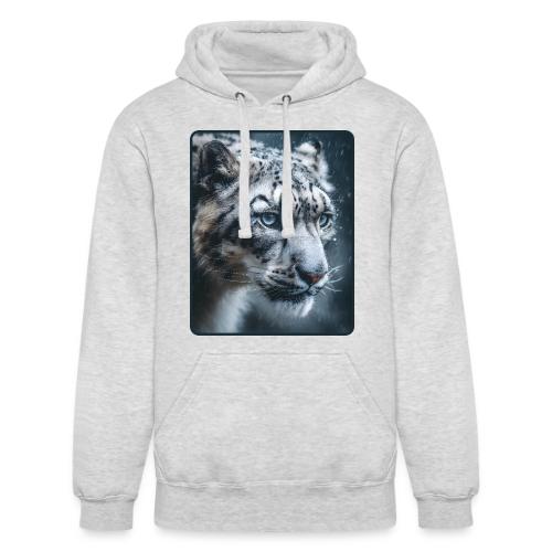 Snow Leopard Blue Eyes Design - Unisex Heavyweight Hoodie