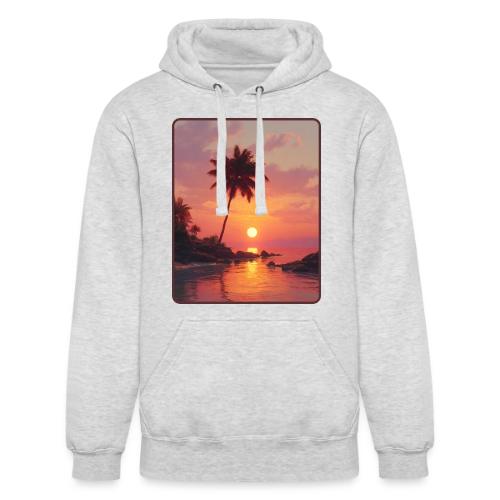 Tropical Beach Sunset Palm Design - Unisex Heavyweight Hoodie