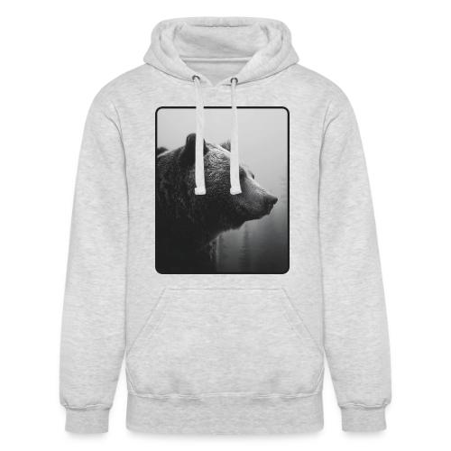 Grizzly Bear Black White Portrait Design - Unisex Heavyweight Hoodie