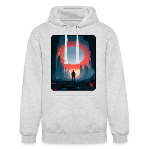 Cosmic Portal Future City Design - Unisex Heavyweight Hoodie