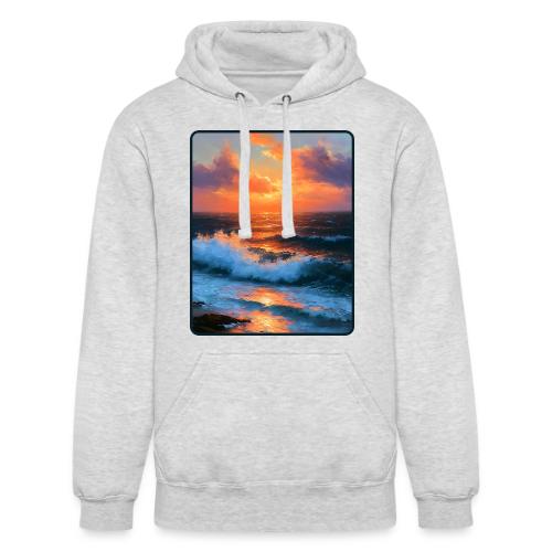 Sunset Storm Waves Oil Painting - Unisex Heavyweight Hoodie