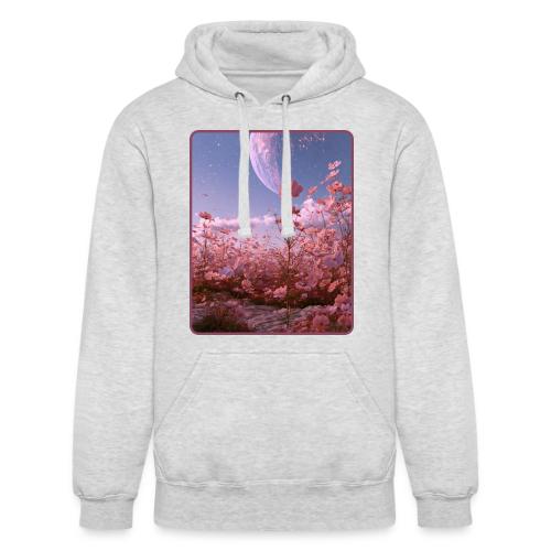 Cosmic Moon & Cosmos Flowers Art - Unisex Heavyweight Hoodie