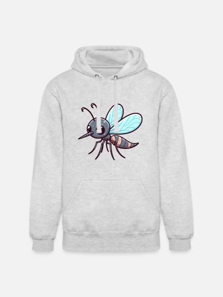 Playful Mosquito Cartoon - Unisex Heavyweight Hoodie - ash gray
