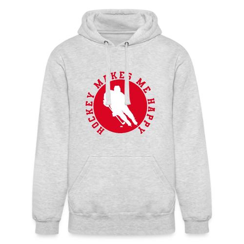 Hockey Makes Me Happy – Ice Hockey Fan Emblem - Unisex Heavyweight Hoodie
