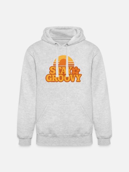 Retro Sunset Stay Groovy Graphic - Unisex Heavyweight Hoodie - ash gray