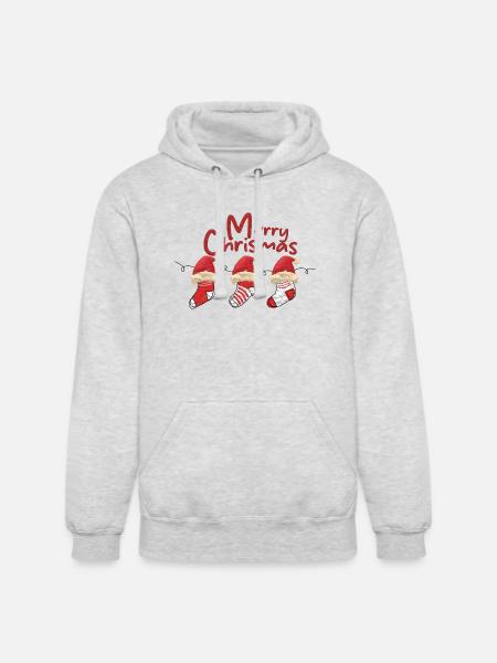 Merry Christmas Sock Trio - Unisex Heavyweight Hoodie - ash gray