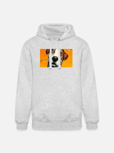 Surprised Pup Pop Portrait - Unisex Heavyweight Hoodie - ash gray