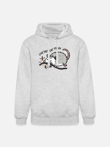 Eat Trash Funny Opossum - Unisex Heavyweight Hoodie - ash gray