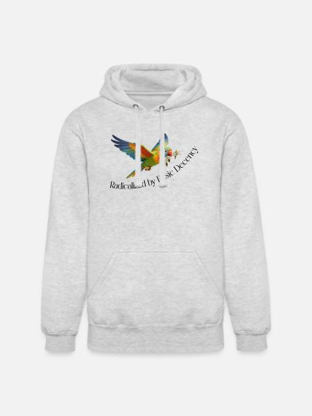 RADICALIZED BY BASIC DECENCY - Unisex Heavyweight Hoodie - ash gray