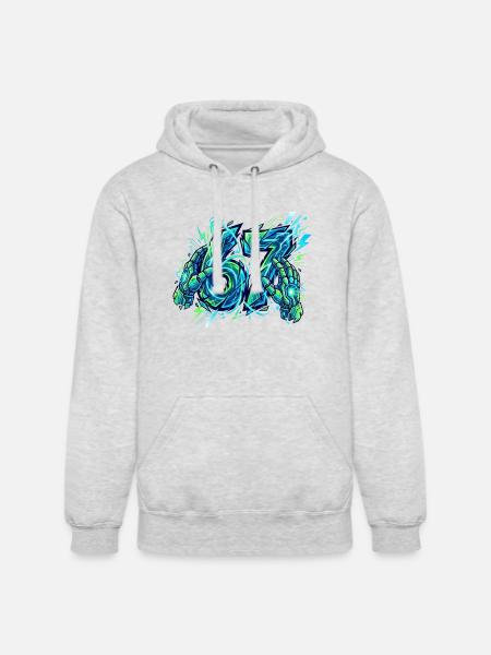Neon Circuit Vortex Hands - Unisex Heavyweight Hoodie - ash gray