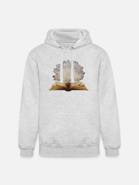 Golden book tree art - Unisex Heavyweight Hoodie - ash gray