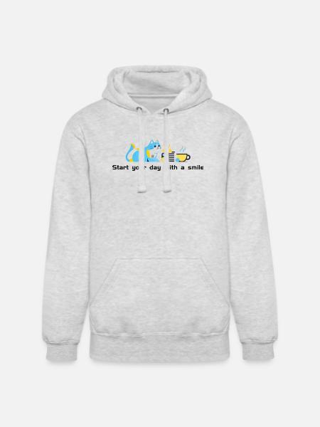 Blue Cat Café Morning - Unisex Heavyweight Hoodie - ash gray