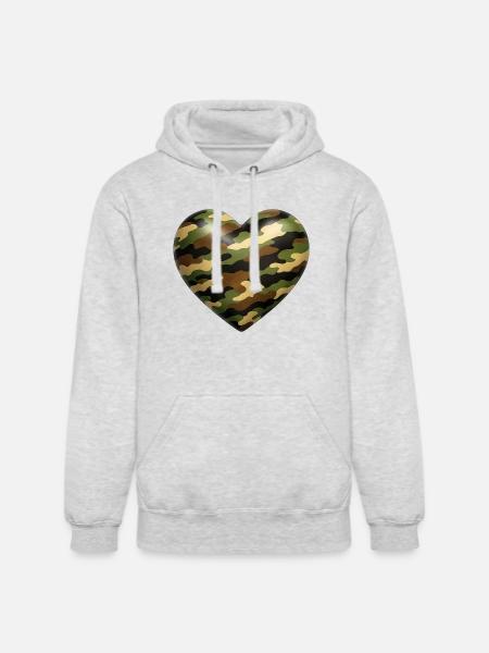 Camo Heart - Unisex Heavyweight Hoodie - ash gray