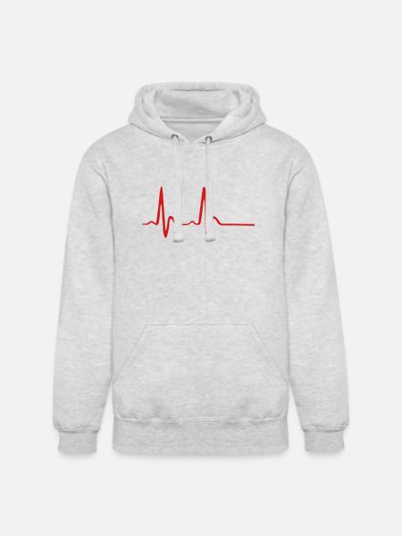Heartbeat, ECG, EKG - Unisex Heavyweight Hoodie - ash gray
