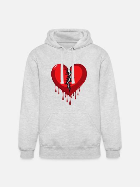 broken heart - Unisex Heavyweight Hoodie - ash gray