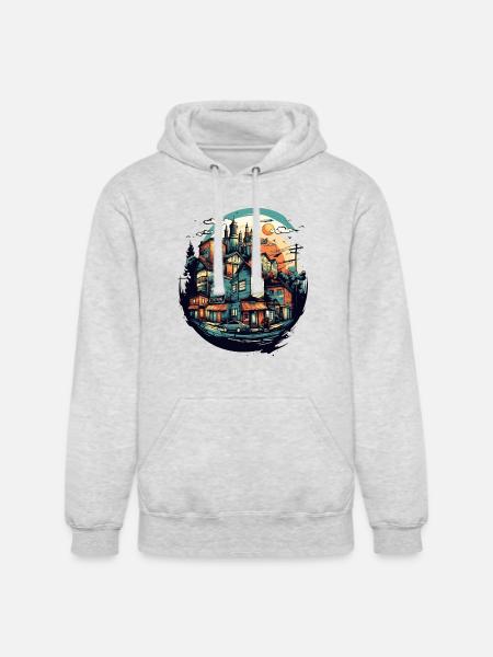 Small Town City - Unisex Heavyweight Hoodie - ash gray