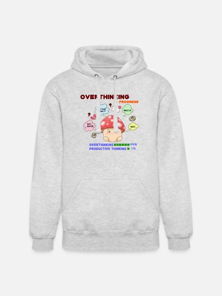 Overthinking Mushroom In Progress - Unisex Heavyweight Hoodie - ash gray