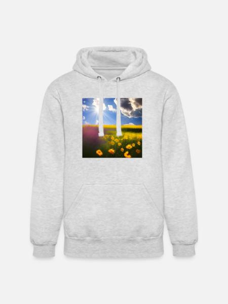 Summer Blue Sky Yellow Flowers - Unisex Heavyweight Hoodie - ash gray