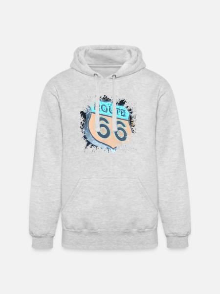 Route 66 - Unisex Heavyweight Hoodie - ash gray