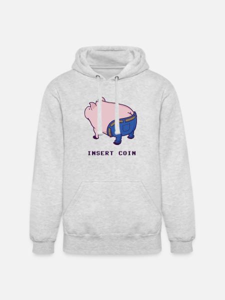 Insert Coin - Unisex Heavyweight Hoodie - ash gray