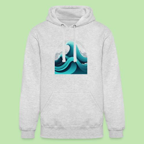 Dynamic Ocean Wave Illustration - Unisex Heavyweight Hoodie