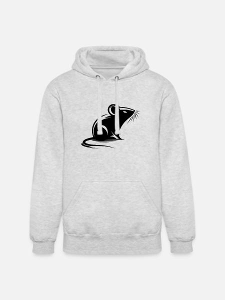 Mouse Drawing Tattoo Style - Unisex Heavyweight Hoodie - ash gray