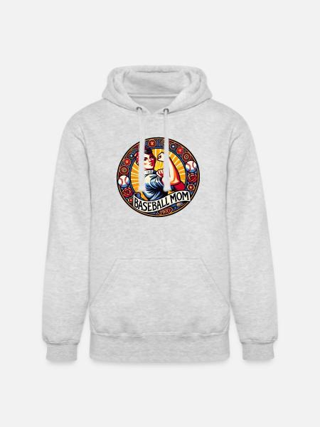 Baseball Mom 1970s Emblem - Unisex Heavyweight Hoodie - ash gray