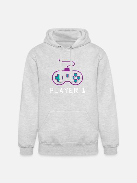 Player 1 Gamer - Unisex Heavyweight Hoodie - ash gray