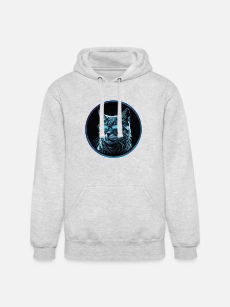 Cool blue Cat with Sunglasses - Unisex Heavyweight Hoodie - ash gray